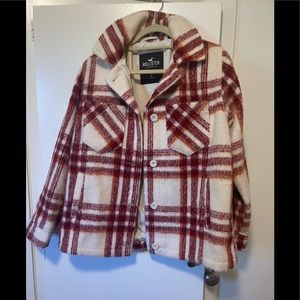 Hollister red&white shirt jacket S